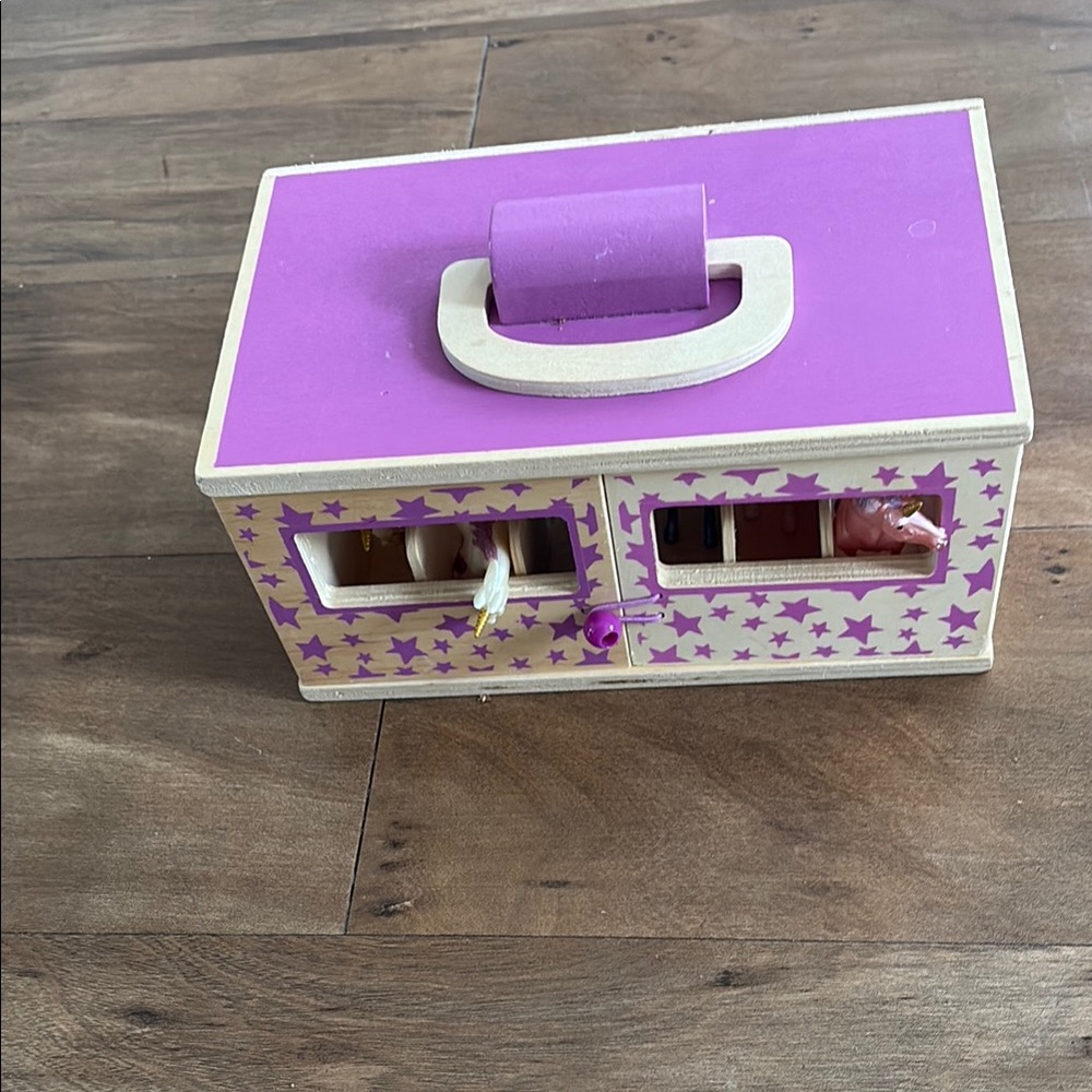 Breyer Horse Barn Purple and Cream Wooden Toy Storage Box